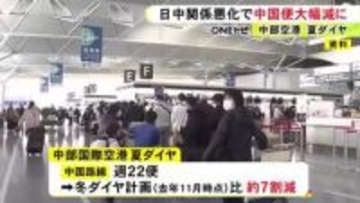日中関係の悪化続き…中部空港の中国便 夏ダイヤは冬の当初比で約7割減へ 韓国路線は過去最多の週98便となる計画