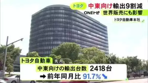 ホルムズ海峡の封鎖で物流停滞…トヨタの中東向け輸出が前年同月比で91.7％減 輸出全体でも7％減で2カ月連続前年割れ