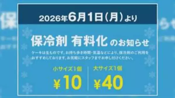 有料化に踏み切る洋菓子店も…中東情勢の影響で『保冷剤』も高騰 ケーキを包むフィルム類等は仕入れ先から“入手困難の可能性”