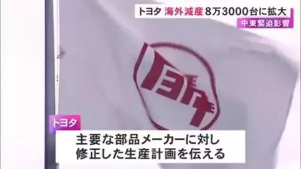 中東情勢の混乱で物流の停滞長引く…トヨタが今年11月頃までの海外生産について約8万3000台まで減産規模を拡大へ
