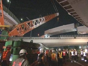 先端までの最大の高さ220m…“世界最大級クレーン”を使った大規模架設工事 120トンの橋桁を持ち上げミリ単位の作業