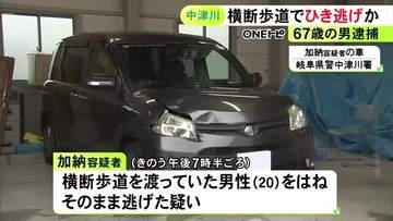 夜の国道で横断歩道を渡っていた20歳男性をひき逃げか 67歳無職の男を逮捕 現場は押しボタン式の信号交差点
