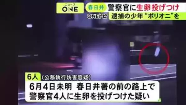 挑発して遊ぶ「ポリオニ」と称し犯行か…警察官にバイクで近づき生卵を投げつけた疑い 15～16歳の少年6人を逮捕