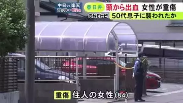 「息子に金を要求され断ったら殴られた」住宅駐車場に頭から血を流した住人女性 頭蓋骨骨折等の重傷 警察が息子の行方追う