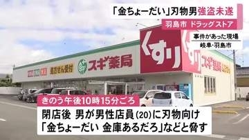 「金ちょーだい」閉店後のドラッグストアに“刃物男” 店員脅すも何も奪わずに逃走 身長170cm位で全身黒の服装