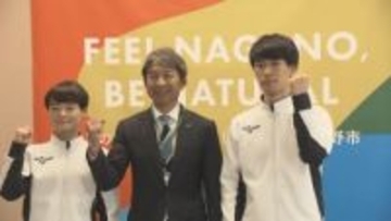 オリンピアンの荻原市長が「激アツ」エール！【ミラノ・コルティナ五輪】五輪初出場！スピードスケート倉坪克拓選手・山田梨央選手が表敬訪問【長野】