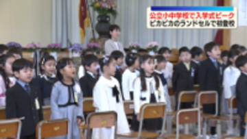 満開のサクラの下ピカピカの新１年生　学校生活スタート　公立小・中学校で入学式ピーク【長野】