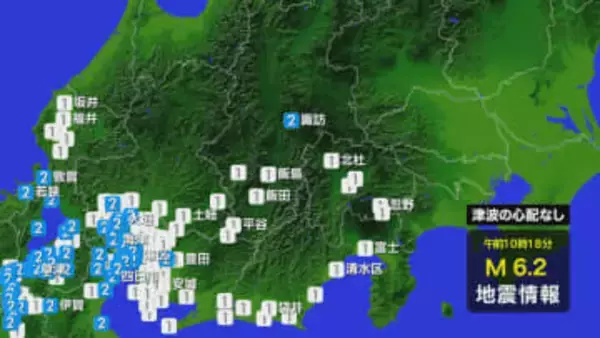 【鳥取・島根県で震度５強】 県内は諏訪市で「震度2」　飯田市などで「震度1」