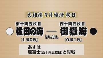 大相撲9月場所初日　幕内から降格し8場所ぶりに十両で戦う御嶽海　初日は佐田の海に敗れ黒星スタート