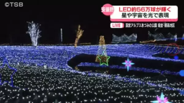 【中継】LED約56万球が輝く　国営アルプスあづみの公園　星や宇宙を光で表現