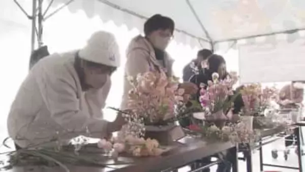 倉敷市船穂地区のスイートピーをＰＲ／総社市でフラワーアレンジメント教室【岡山】