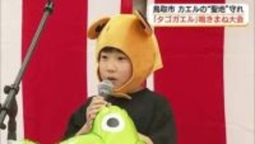 “くえっくえっくえっ”鳴きまね日本一は誰だ？希少種「タゴガエル」になりきり真剣勝負（鳥取）