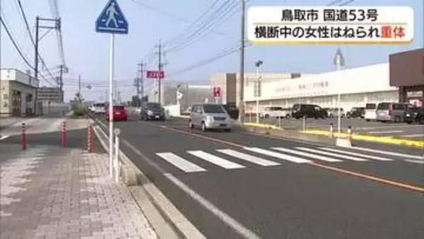 鳥取市の国道53号　横断歩道を渡っていた80代女性が軽自動車にはねられ意識不明の重体