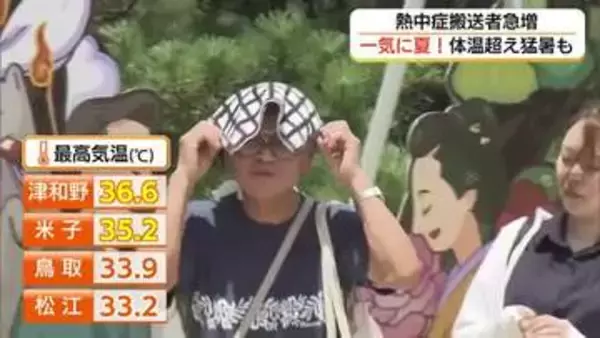 まだ7月なのに…山陰各地で「猛暑日」続出　熱中症搬送者が急増　台風9号の影響で週後半は37℃予想も