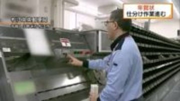 年賀状の仕分け作業急ピッチ　元日の予定配達枚数は約３割減（島根・松江市）