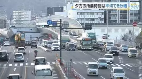 西広島バイパスの渋滞調査　延伸区間の全線車線規制後は平均時間夕方は約８分、朝は約６分増　広島