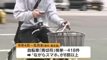 自転車「青切符」県内での検挙は4カ月で400件超　8割以上が「ながらスマホ」