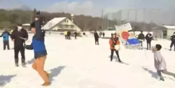 新年の風物詩　手作り「凧あげ」大会　雪上を駆け回り地域を盛り上げる　広島・三次市