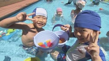 「きもちいい！」水遊びシーズン到来、幼稚園でプール開き　福島・郡山市