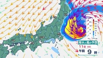 【台風15号】東北太平洋側で11日大荒れ 土砂災害に厳重警戒 24時間150ミリの大雨・瞬間風速35メートルの暴風予想【風と雨のシミュレーション】