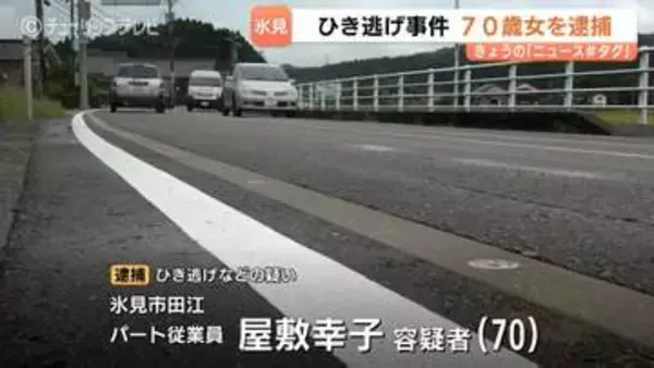 「相手が自転車とは分かりませんでした」ひき逃げの疑いで70歳の女を逮捕 　71歳男性を後ろからはねて逃走か　富山・氷見市