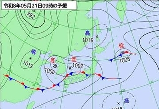 近畿地方　21日昼過ぎから夜遅くにかけて　竜巻・落雷・急な強い雨に注意　前線通過で大気が不安定に【雨と風のシミュレーション】