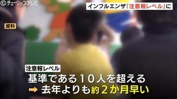 インフルエンザ患者数が1医療機関当たり10.77人に急増【富山県】去年より約2か月早い「注意報レベル」到達で、県がワクチン等の感染対策を呼びかけ