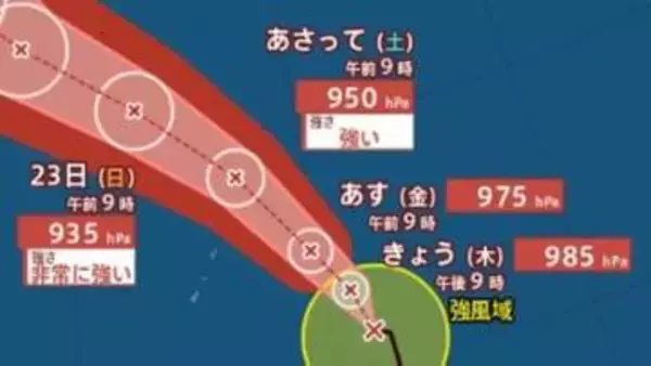 【台風情報】台風18号（ソウデル）今週末にかけ急速に発達…23日（日）中心気圧935hPa予想の “非常に強い勢力” マリアナ諸島から小笠原近海、日本の南へ【雨と風のシミュレーション】