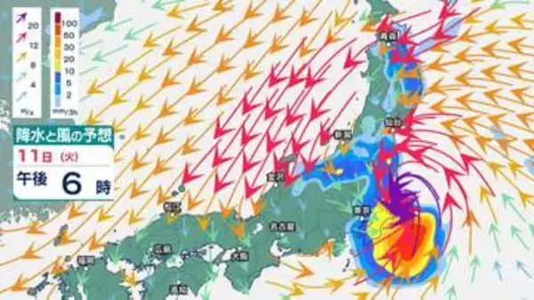 【台風情報】台風15号（チャンホン）関東上陸へ11日夜にも…やや発達して980hPa予想、本州横断して最大瞬間風速35mの強風に警戒【雨と風のシミュレーション】