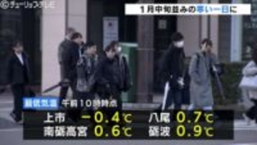 冬型の気圧配置で冷え込み 富山駅前でも雪 傘と防寒具が必須の一日に
