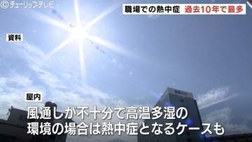 職場での熱中症で4日以上休業　過去10年で最多22人　対策徹底を　富山