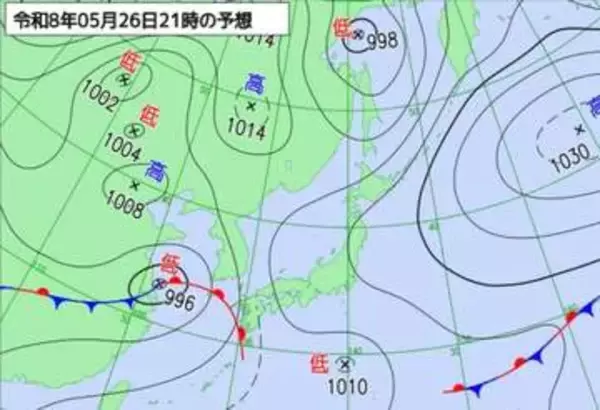26日（火）27日（水）西日本で大雨のおそれ…前線停滞で南西諸島も大気の状態は不安定、土砂災害に警戒　北海道では強風に注意【雨と風のシミュレーション】