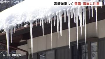 氷見で－10.8℃で最低気温記録を更新 放射冷却で県内すべて氷点下の寒い朝 一転日中は気温上昇 気温差15度以上のところも 屋根からの落雪に注意 富山