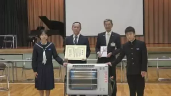 入善町の自動車部品メーカー 地元中学へ“暖かさ”をプレゼント 富山