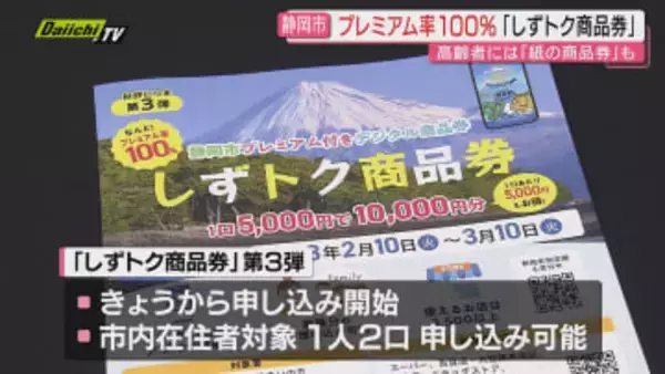 【第3弾･しずトク商品券】1口5000円で1万円分お買い物…静岡市のプレミアム付きデジタル商品券申し込み開始
