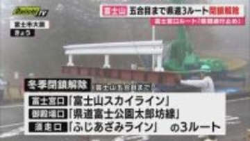富士山五合目へと向かう県道3ルートの冬季閉鎖が24日解除 「五合目から上には絶対に登らないように」と注意を呼び掛け（静岡）