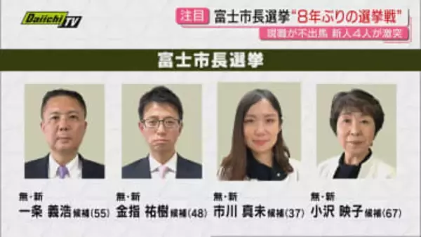 【富士市長選挙】任期満了に伴う市長選は新人4人による8年ぶり選挙戦…人口減少対策や駅周辺再整備など市政課題と候補者の訴えは(静岡)