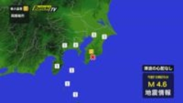 【地震速報】関東地方で震度4の地震  静岡県内は伊豆市･東伊豆町で震度1 津波の心配なし(29日 午前10時25分ごろ)