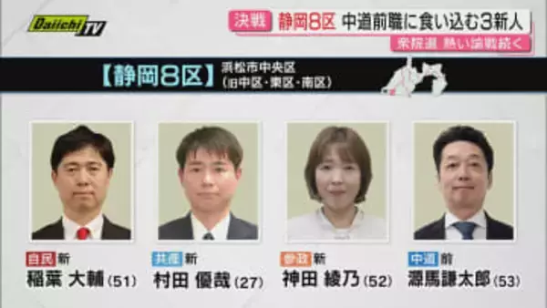 【衆院選注目区】静岡8区…4期目を目指す中道の前職候補に自民･参政･共産の新人候補3人が挑む
