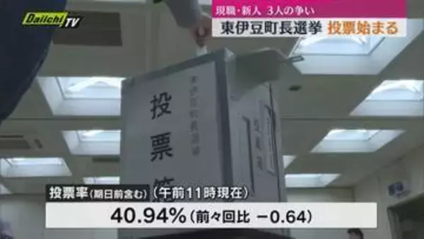 現職・新人3人の争い　東伊豆町長選挙　投票日迎える（静岡・東伊豆町　午前11時現在）