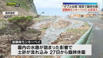 【臨時休園】ダブル台風の大雨で波勝崎モンキーベイに土砂流入 7月2日再開を目指す（静岡・南伊豆町）