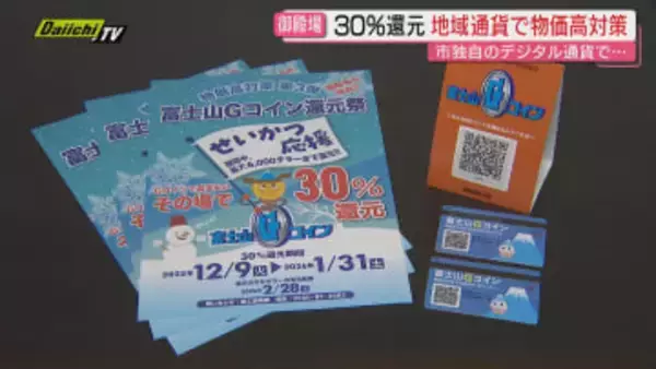 【物価高対策】市独自のデジタル通貨サービス｢富士山Gコイン｣活用…利用者に30％還元も(静岡･御殿場市)