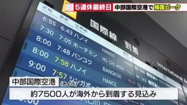 「あっという間だった」　5月6日は中部国際空港でGWを海外で過ごした人の帰国ピーク　1日約7500人