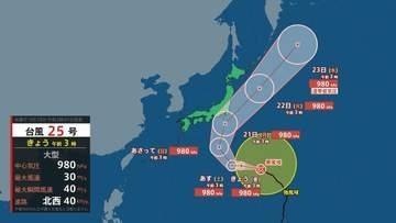 【台風情報】20日(日)にも東京首都圏含む関東直撃のおそれ　25号(ドゥージェン)　シルバーウィークの天気は？予想進路・雨と風のシミュレーションも掲載（気象庁）