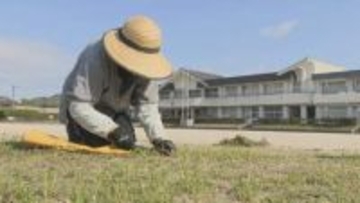「グラウンドに草が生えていては子どもたちが走りにくいだろう」　走りやすい運動場へ　地域のボランティアが草取り　２０年近く続く取り組み　山口
