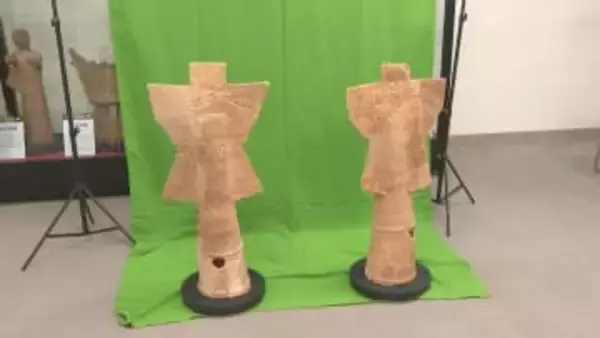 山口県内の古墳で初めて出土「靫形埴輪」の復元品公開