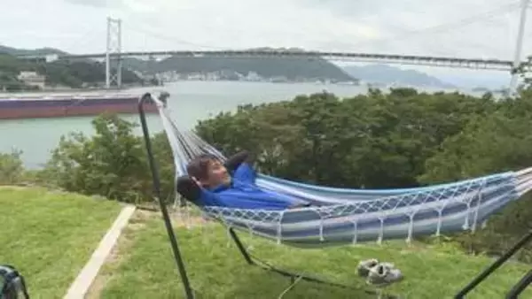 「見てください、この景色！すばらしいですよ」関門海峡を望む絶好のロケーション“火の山山麓キャンプ場”完成