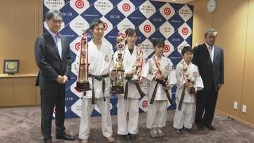全国空手道選手権大会で優勝　選手が市長に報告　山口