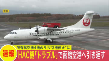 【速報】函館空港発のHAC機“翼不具合”で引き返す…ケガ人なし…相次ぐトラブルで所有4機のうち3機が運用停止に…17日以降の運航に影響が出る見込み〈北海道〉
