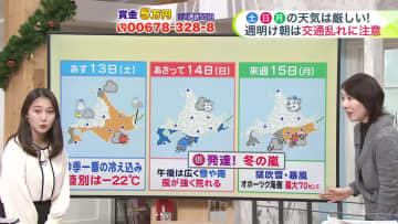 【菅井さんの天気予報 12日(金)】北海道は嵐を繰り返す…14日(日)から15日(月)も大雪・吹雪でオホーツク海側は最大70センチ！